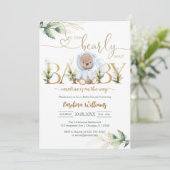 We Can Bearly Wait テディベア ベビーシャワー 招待状 (スタンド正面)