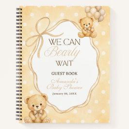 We Can Bearly Wait ニュートラルベア ベビーシャワーゲスト ノートブック