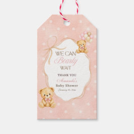 We Can Bearly Wait ピンクのクマの女の子 ベビーシャワー ギフトタグ
