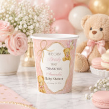 We Can Bearly Wait ピンクのクマの女の子 ベビーシャワー