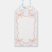 We Can Bearly Wait ピンクのレースリボン ベイビーシャワー ギフトタグ (裏面)