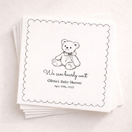 "We Can Bearly Wait" ベビーシャワー 男女兼用 スタンダードカクテルナプキン