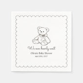"We Can Bearly Wait" ベビーシャワー 男女兼用 スタンダードカクテルナプキン (正面)