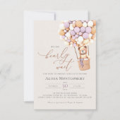 We Can Bearly Wait! ラベンダーのベイビーシャワー 招待状 (正面)