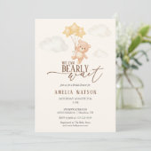  We Can Bearly Wait 水彩ベビーシャワー 招待状 (スタンド正面)