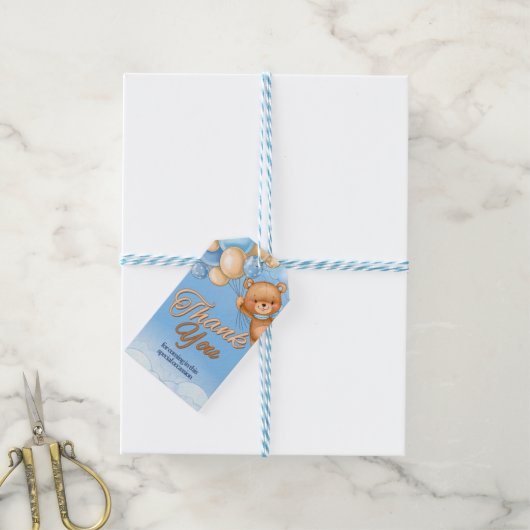 We Can Bearly Wait - 男の子のベビーシャワー ギフトタグ (より糸付き)