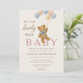 We Can Bearly Wait All in One Baby Girl Shower 招待状 (スタンド正面)