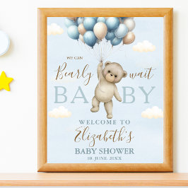 We Can Bearly Wait Baby, Bear Baby Shower Boy ポスター