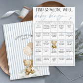 We Can Bearly Wait Baby Boy Shower Bingo Game Card 招待状