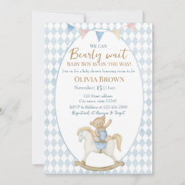 We Can Bearly Wait Baby Boy Shower Invitation  セーブザデート