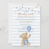 We Can Bearly Wait Baby Boy Shower Invitation 招待状 (正面)