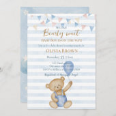 We Can Bearly Wait Baby Boy Shower Invitation 招待状 (正面/裏面)