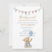We Can Bearly Wait Baby Boy Shower Invitation 招待状 (正面)