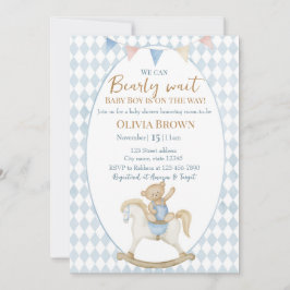 We Can Bearly Wait Baby Boy Shower Invitation 招待状