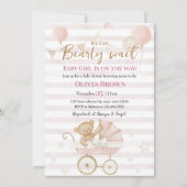 We Can Bearly Wait Baby Boy Shower Invitation  招待状 (正面)