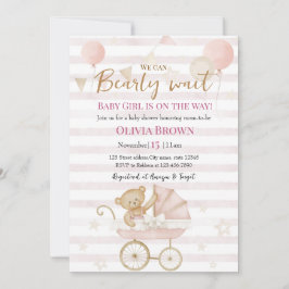 We Can Bearly Wait Baby Boy Shower Invitation  招待状