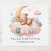 We Can Bearly Wait Baby Girl Shower Pink ビールラベル (シングルラベル)