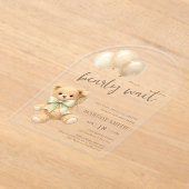  We Can Bearly Wait Baby Shower アクリル招待状 (レイダウン)