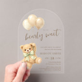  We Can Bearly Wait Baby Shower アクリル招待状 (インサイチュ (ポータブル))