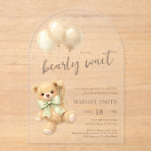  We Can Bearly Wait Baby Shower アクリル招待状 (正面)