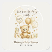 We Can Bearly Wait Baby Shower スクエアシール (正面)