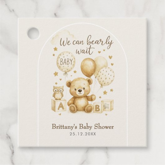 We Can Bearly Wait Baby Shower  フェイバータグ (正面)