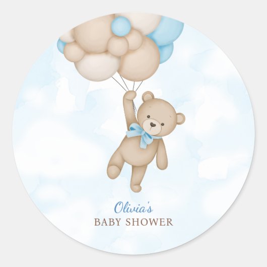 We Can Bearly Wait Baby Shower ラウンドシール (正面)
