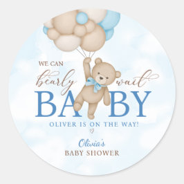 We Can Bearly Wait Baby Shower ラウンドシール