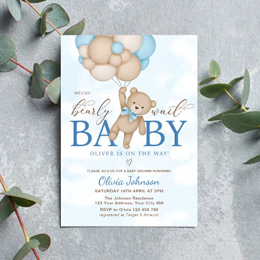 We Can Bearly Wait Baby Shower 招待状