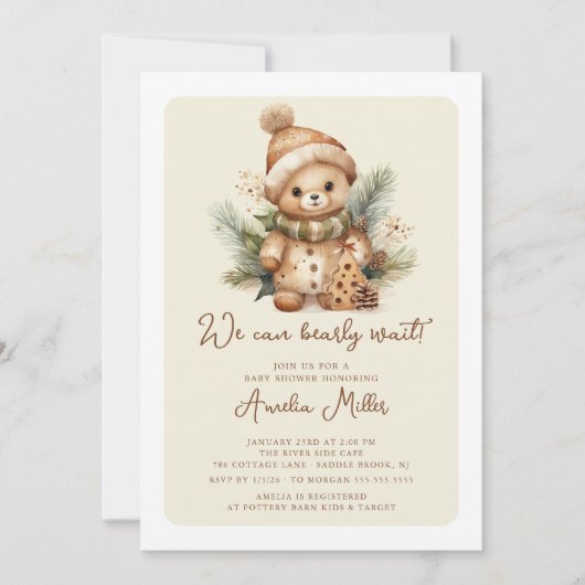 We Can Bearly Wait Baby Shower 招待状 (正面)