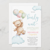 We can bearly wait baby shower 招待状 (正面/裏面)