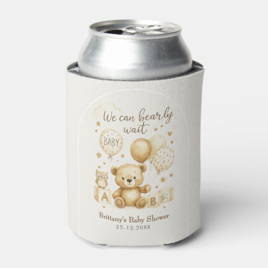 We Can Bearly Wait Baby Shower  缶クーラー (缶正面)
