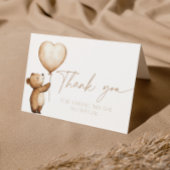 We Can Bearly Wait Baby Shower Beige Thank You サンキューカード