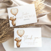 We Can Bearly Wait Baby Shower Beige Thank You サンキューカード