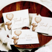 We Can Bearly Wait Baby Shower Beige Thank You サンキューカード