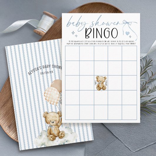 We Can Bearly Wait Baby Shower Bingo Game Card 招待状