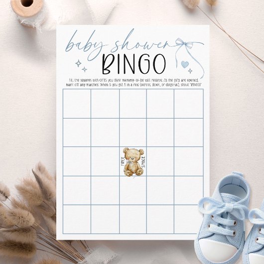 We Can Bearly Wait Baby Shower Bingo Game Card 招待状