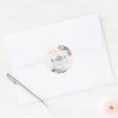 We Can Bearly Wait Baby Shower Blue Boho Bear ラウンドシール (封筒)