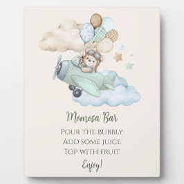 We Can Bearly Wait Baby Shower Boy Momosa Bar Sign フォトプラーク