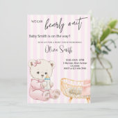 We Can Bearly Wait Baby Shower - Cute Brown Bear 招待状 (スタンド正面)