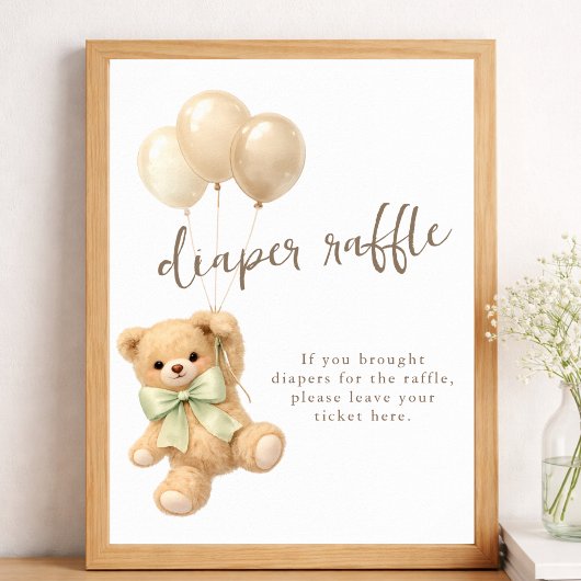 We Can Bearly Wait Baby Shower Diaper Raffle ポスター
