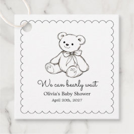 "We Can Bearly Wait" Baby Shower Gender Neutral フェイバータグ