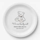 "We Can Bearly Wait" Baby Shower Gender Neutral ペーパープレート (正面)