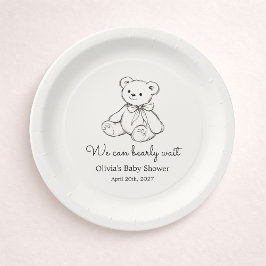 "We Can Bearly Wait" Baby Shower Gender Neutral ペーパープレート