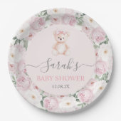 We can Bearly Wait Baby Shower Girl ペーパープレート (正面)