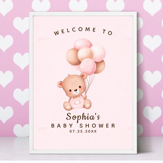 We can Bearly Wait, Baby Shower Girl ポスター