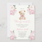 We can Bearly wait Baby Shower Girl Invitation 招待状 (正面)