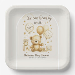 We Can Bearly Wait Baby Shower Invitation ペーパープレート