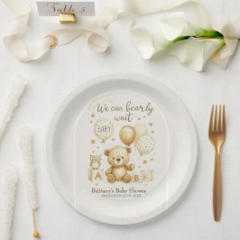 We Can Bearly Wait Baby Shower Invitation ペーパープレート