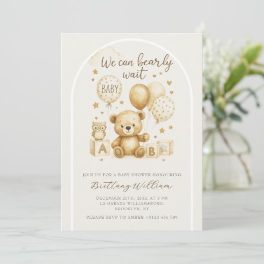 We Can Bearly Wait Baby Shower Invitation 招待状 (スタンド正面)